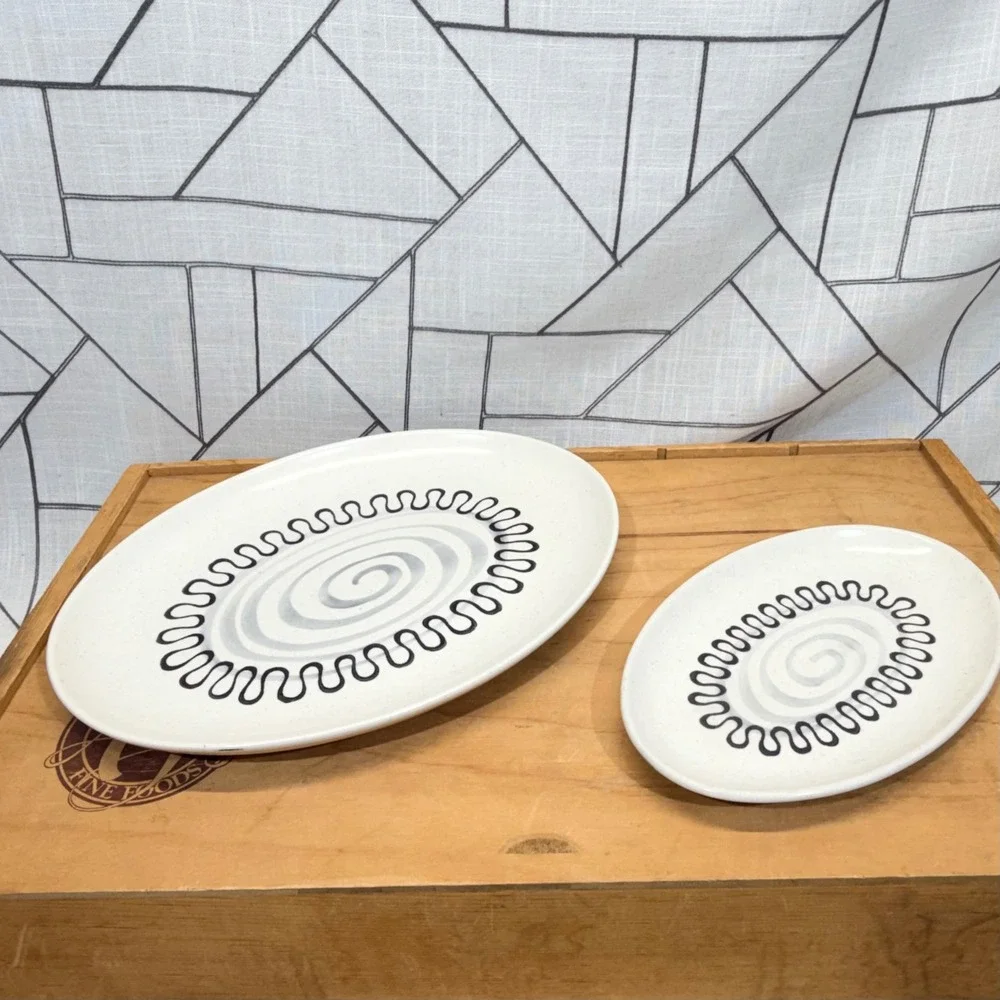 Metlox Poppytrail Aztec Poppy MCM Oval‎ Platter & Serving Dish Set California